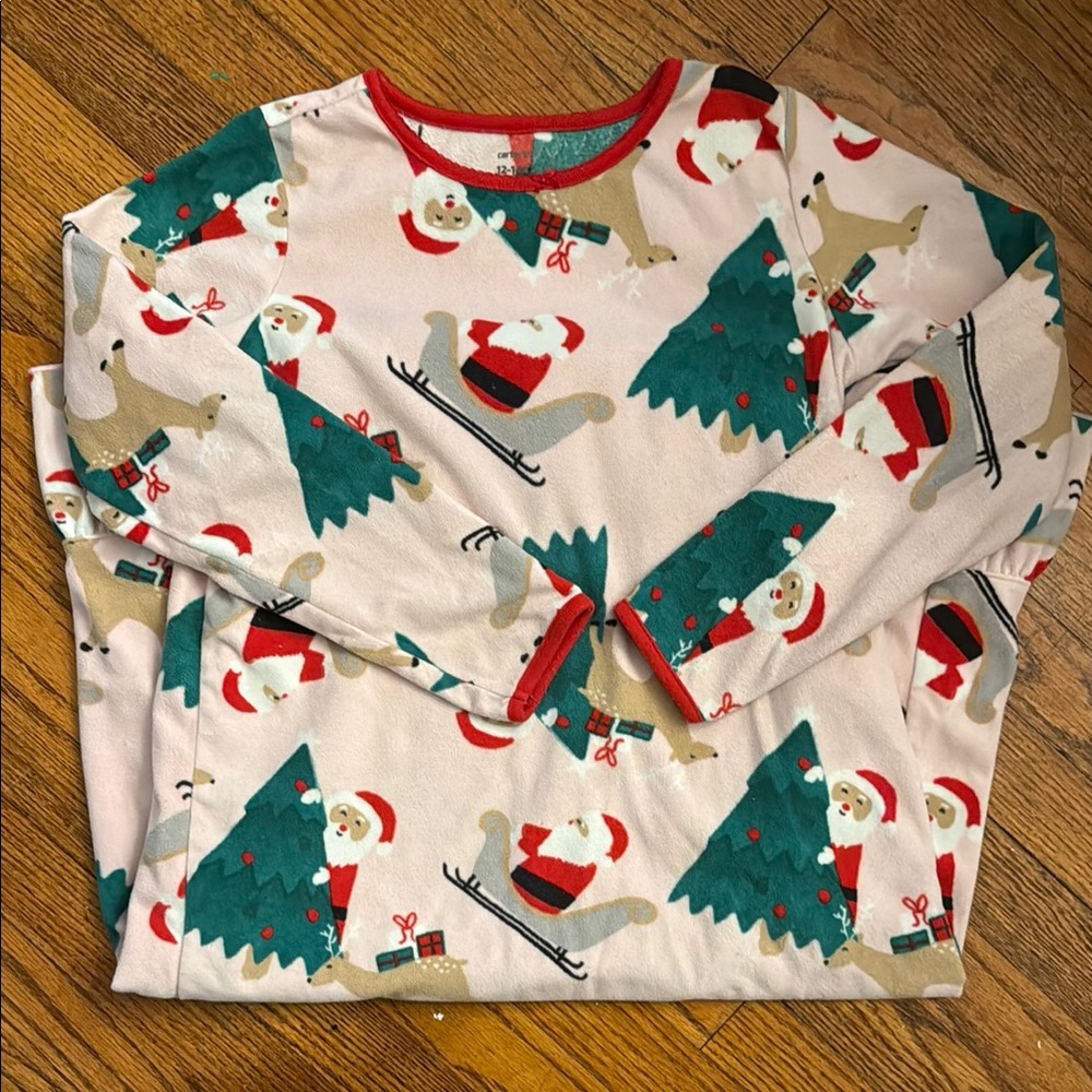 Festive Christmas nightgown with Santa and Tree Print 12Y